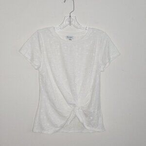 Love Fire Short Sleeve Eyelets Front Twist Blouse Shirt